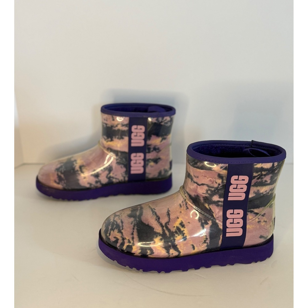 UGG Classic Clear Mini Purple Tie Dye Waterproof Boots 1120778 Womens Size 7